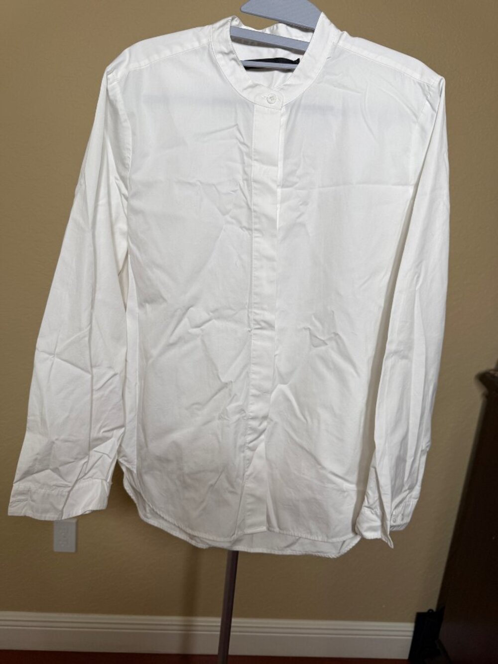 Jenni Kayne White Cotton Band Collar Button Down Shirt Size M